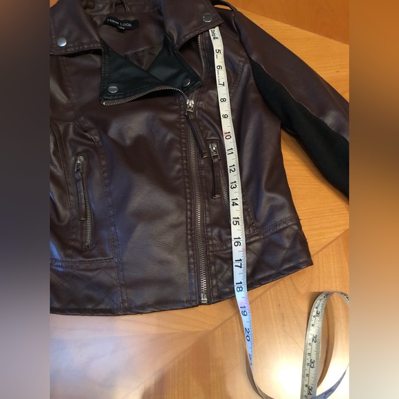 NEW LOOK fitted faux leather jacket gorgeous burgundy shade - Picture 7 of 7